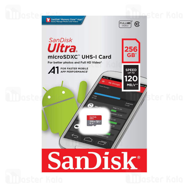 کارت حافظه میکرو اس دی 256 گیگابایت SanDisk U1 A1 653X 120MB